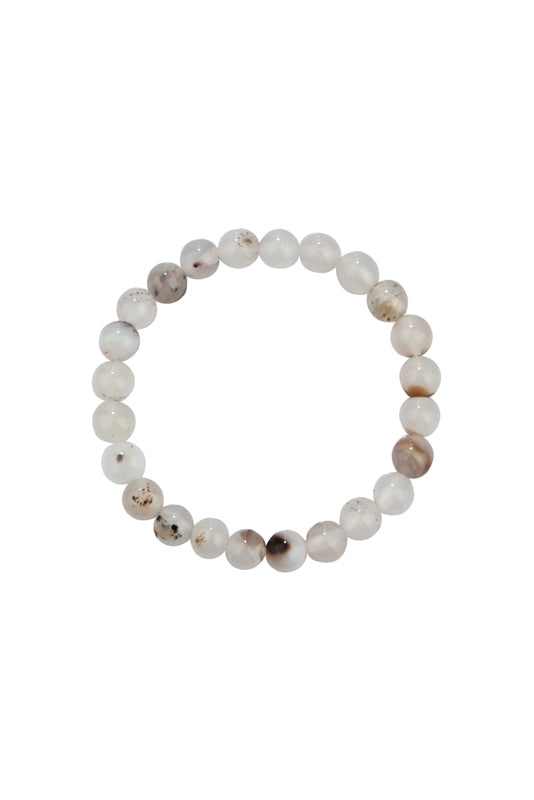 Dendritic Agate Stone Bead Bracelet