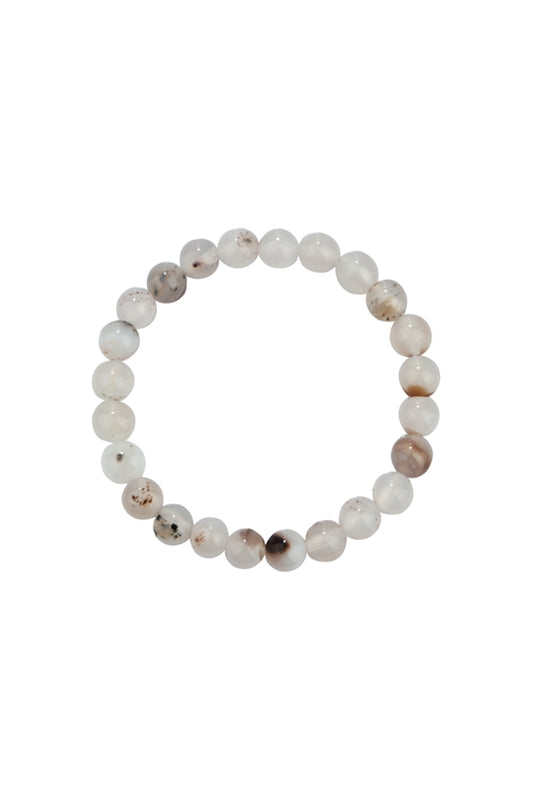 Dendritic Agate Stone Bead Bracelet
