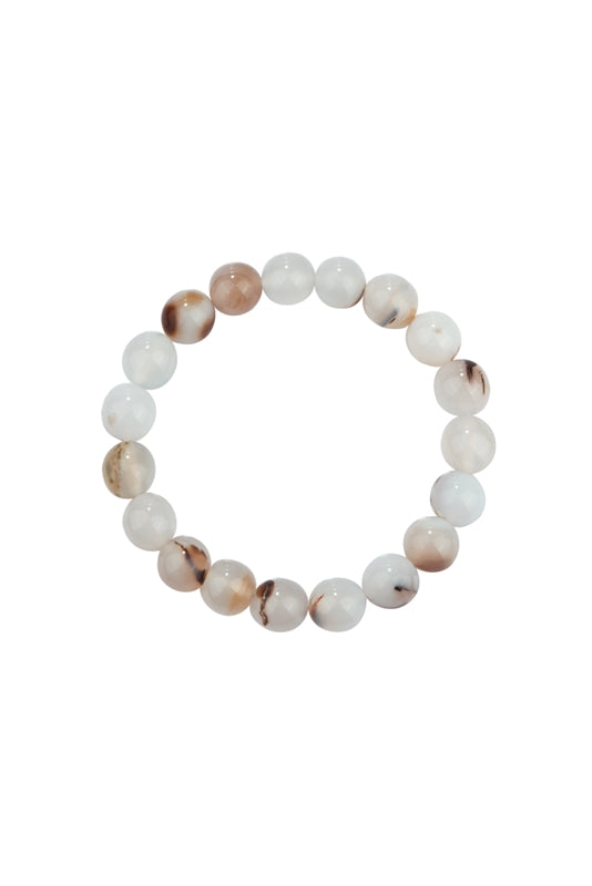 Dendritic Agate Stone Bead Bracelet