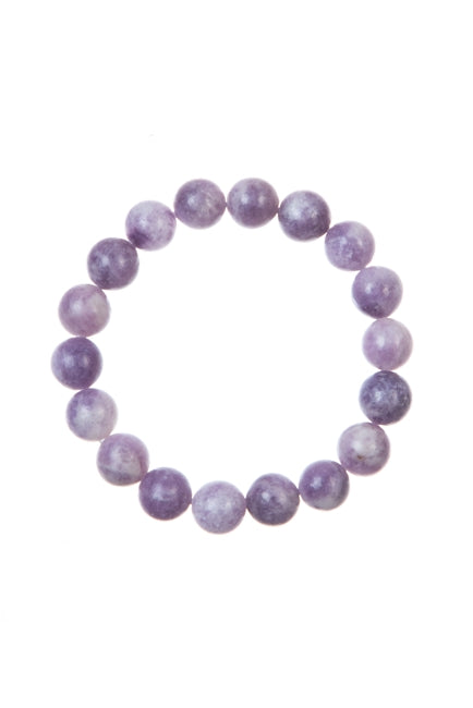 Lepidolite Stone Bead Stretch Bracelet