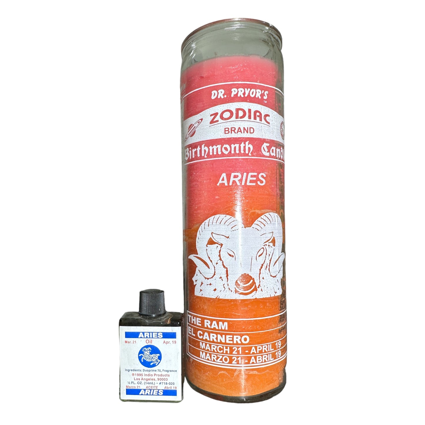 7 DAY Aries Spiritual Candle & 1/2 oz Aries Spiritual Oil Set - Candle & Oil Set