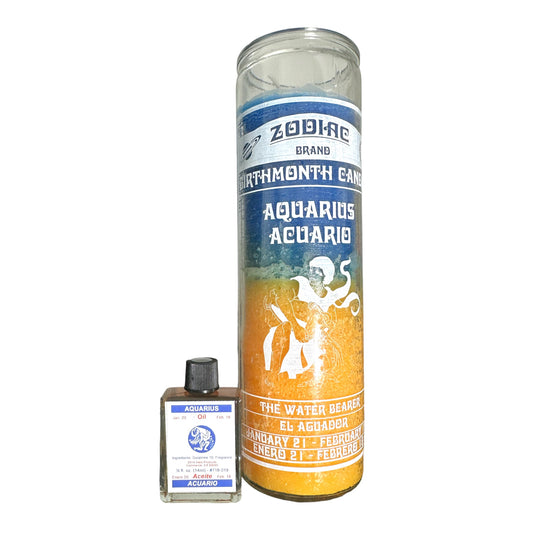 7 DAY Aquarius Spiritual Candle & 1/2 oz Aquarius Spiritual Oil Set - Candle & Oil Set