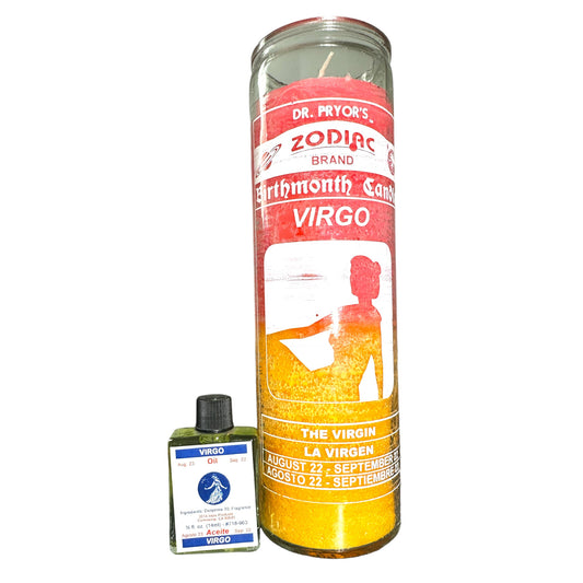 7 DAY Virgo Spiritual Candle & 1/2 oz Virgo Spiritual Oil Set - Candle & Oil Set