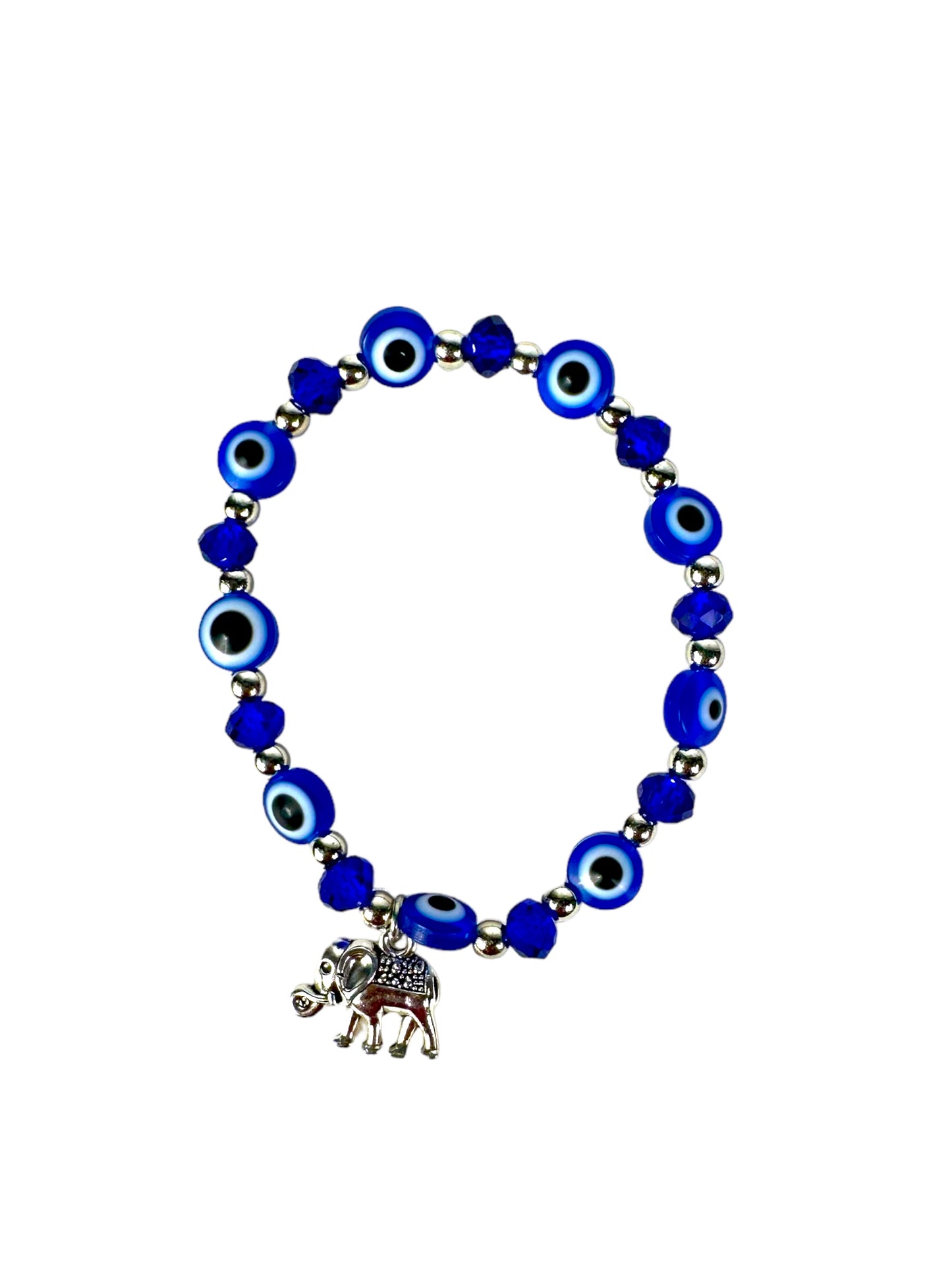 Evil Eye Stretchable Bracelet W/ Elephant charm