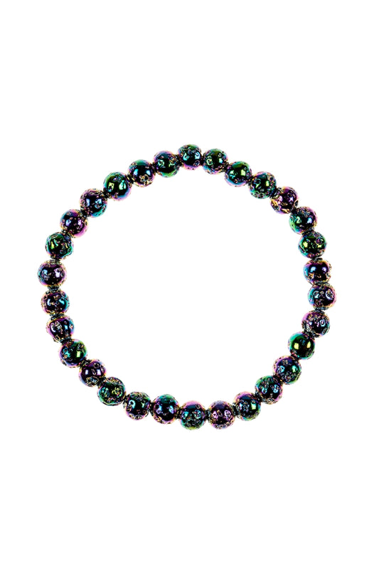 Electroplated Lava Stone Stretch Bracelet