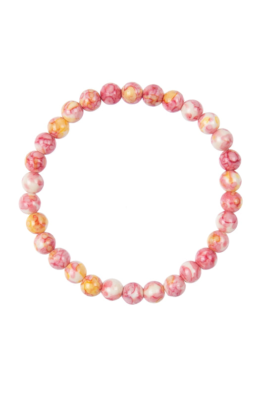 Pink Yellow Rain Color Stone Stretch Bracelet