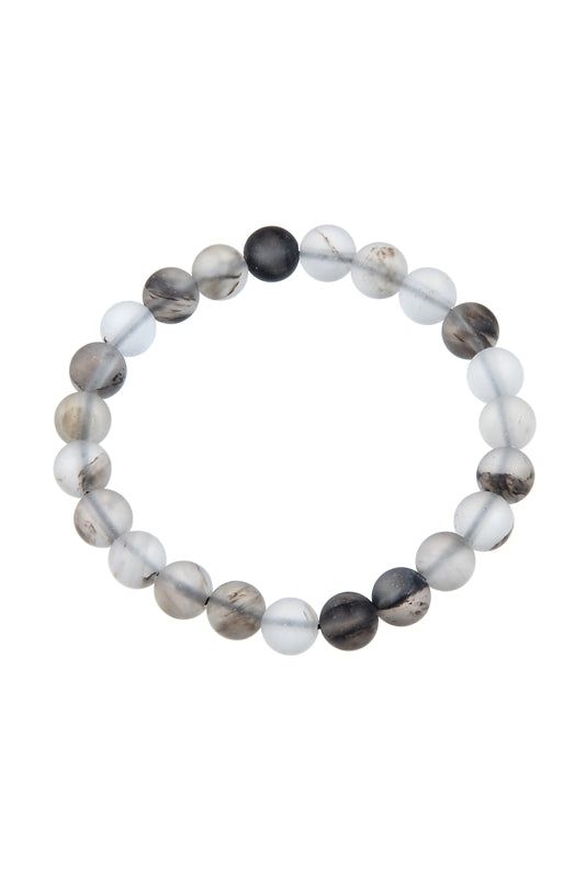 Watermelon Black Stone Stretch Bracelet