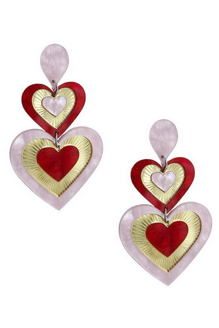 Pink & Red Heart Acrylic Earrings