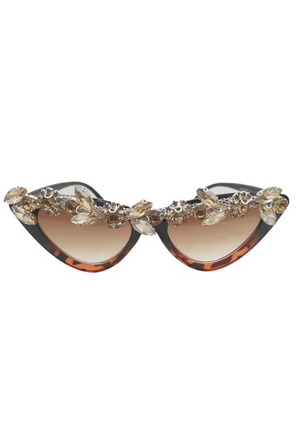 Leopard Handmade Rhinestone Sunglasses