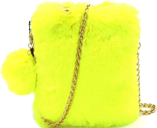 Neon Multicolor Fluffy Fur Crossbody
