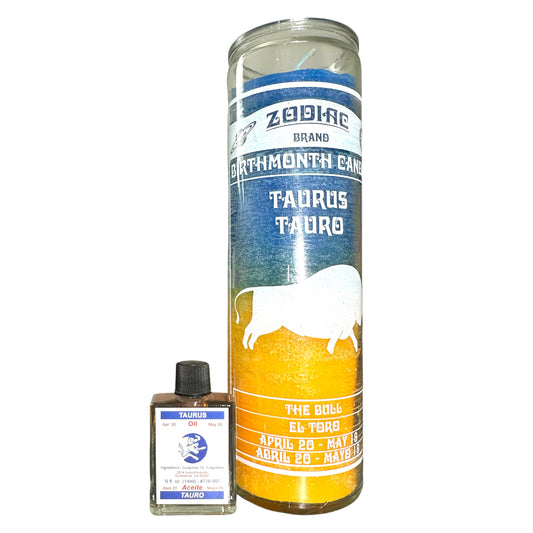 7 DAY Taurus Spiritual Candle & 1/2 oz Taurus Spiritual Oil Set - Candle & Oil Set