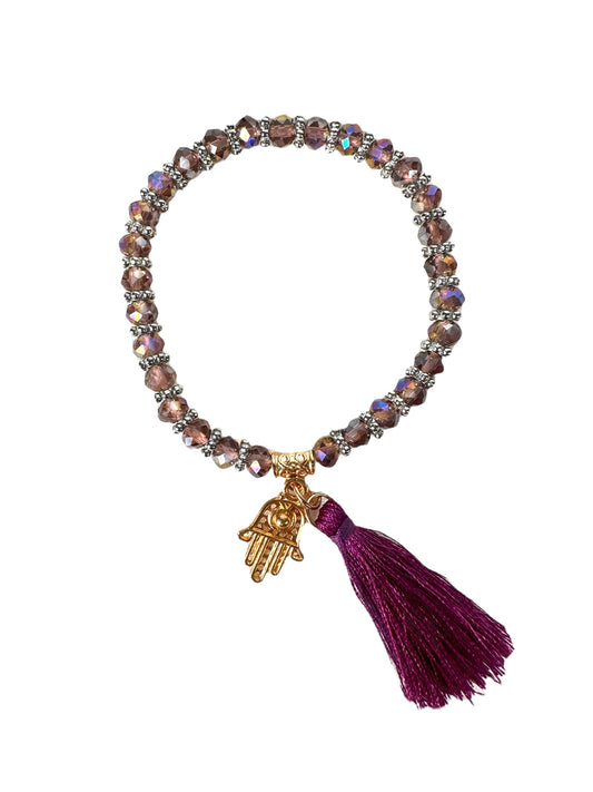 Purple Crystal Beads Stretchable Bracelet