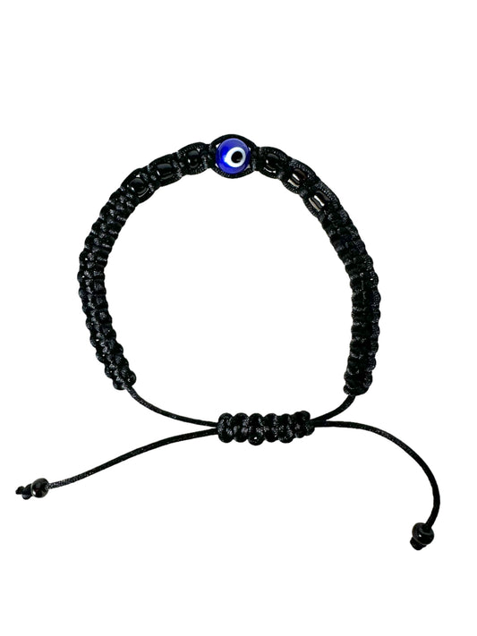 Black Bead String Evil Eye Bracelet