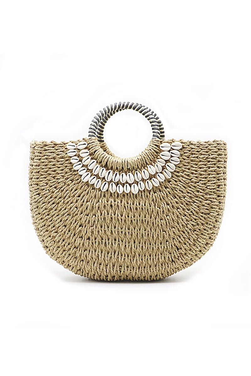 Shell Straw Weave Tote Bag