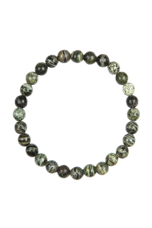 Green Zebra Jasper Stone Stretch Bracelet